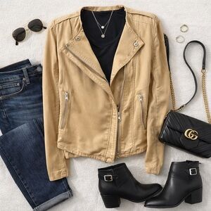 Gap | Ruched Detail Khaki Moto Jacket